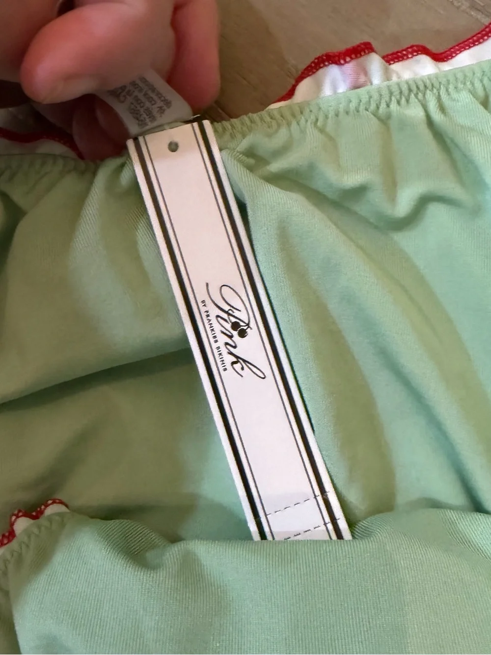 Frankies Bikinis Cherry Hearts Green Cheeky Bikini Bottoms